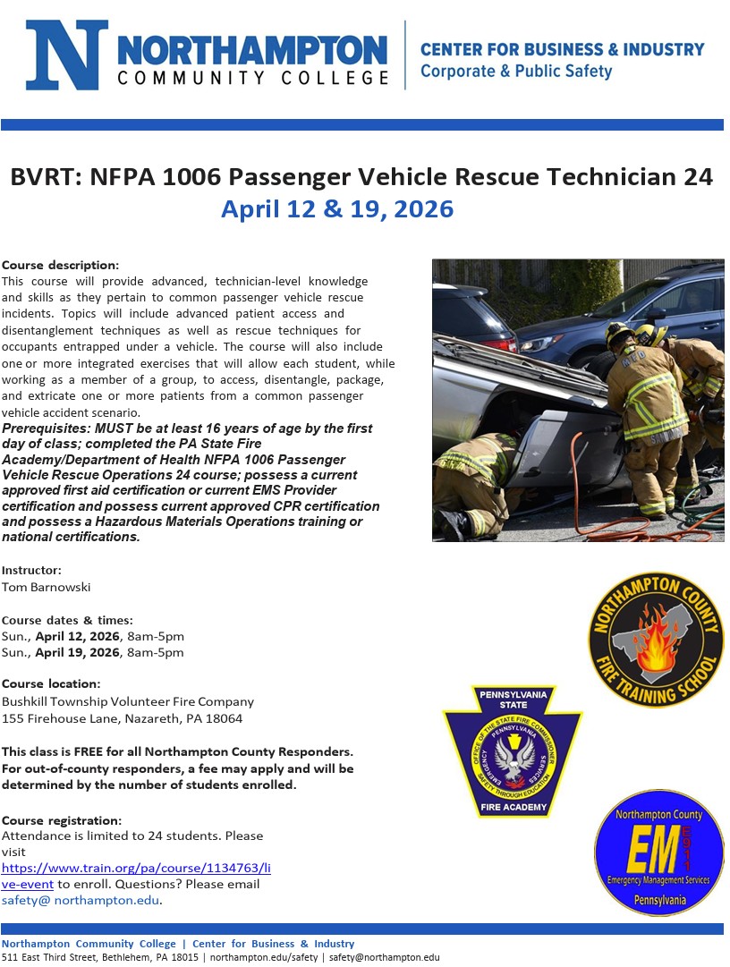 NFPA 1006 Passenger Vehicle Rescue Technician (BVRT – 24)